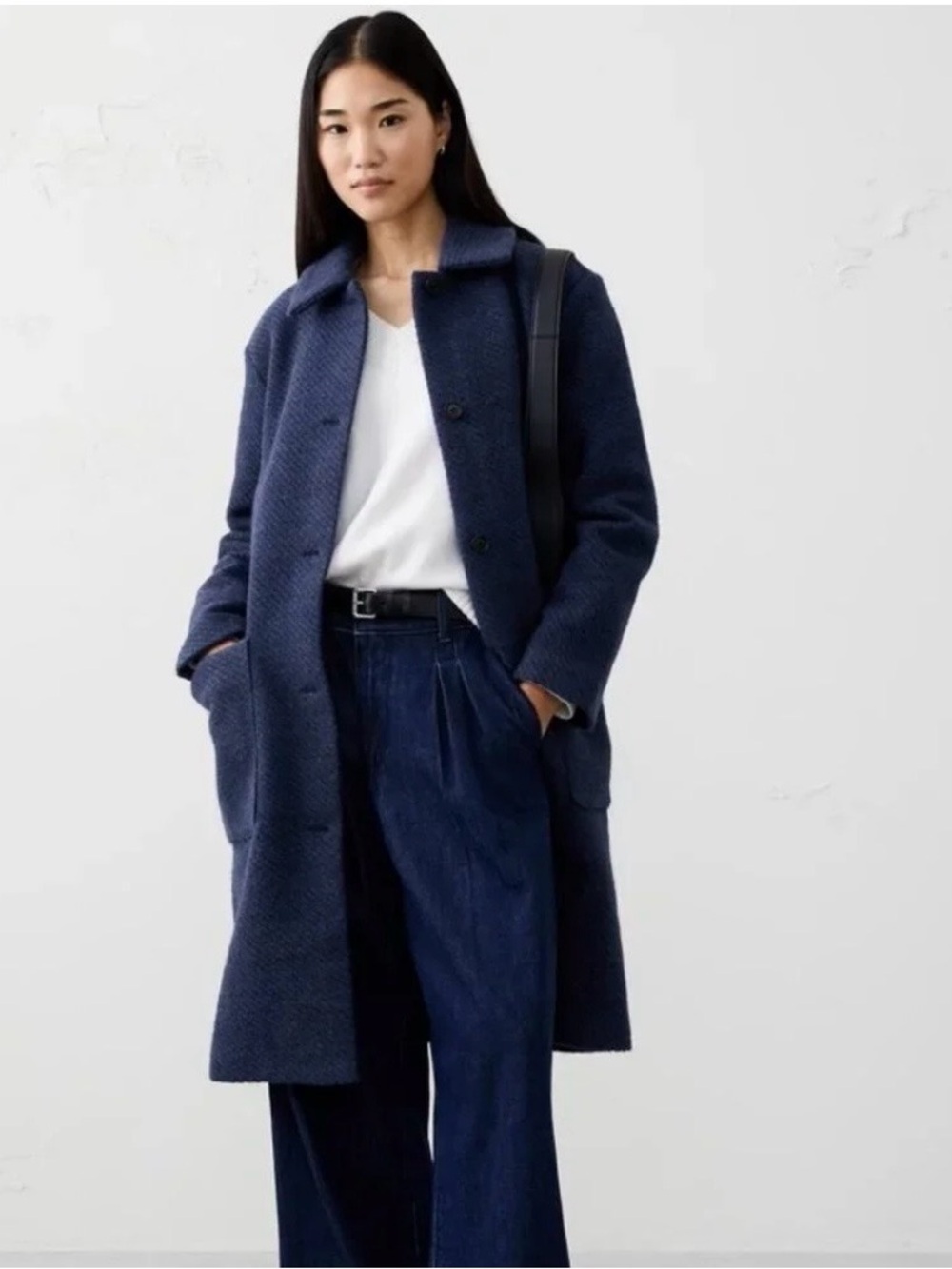 Banana Republic Factory Knit Coat Medium - Navy Heather